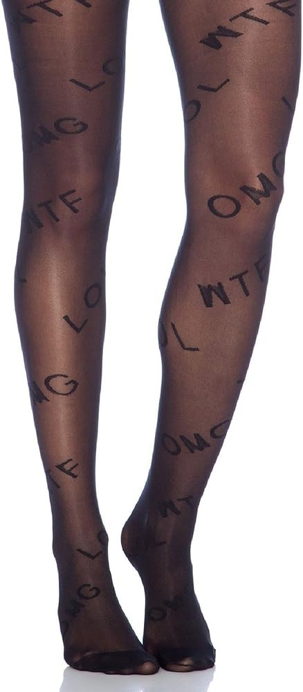 Pretty Polly Motif Words Tights One Size - HHASR1 (Black) | Amazon (US)