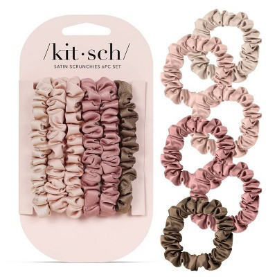 Kitsch Ultra Petite Satin Scrunchies - 6pk - Terracotta | Target