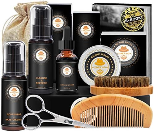 Upgraded Beard Grooming Kit w/Beard Conditioner,Beard Oil,Beard Balm,Beard Brush,Beard Shampoo/Wa... | Amazon (US)