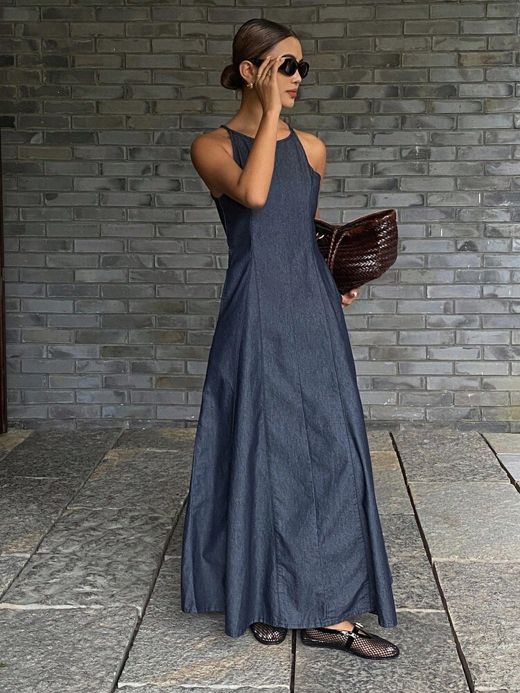 Denim halter dress | SHEIN