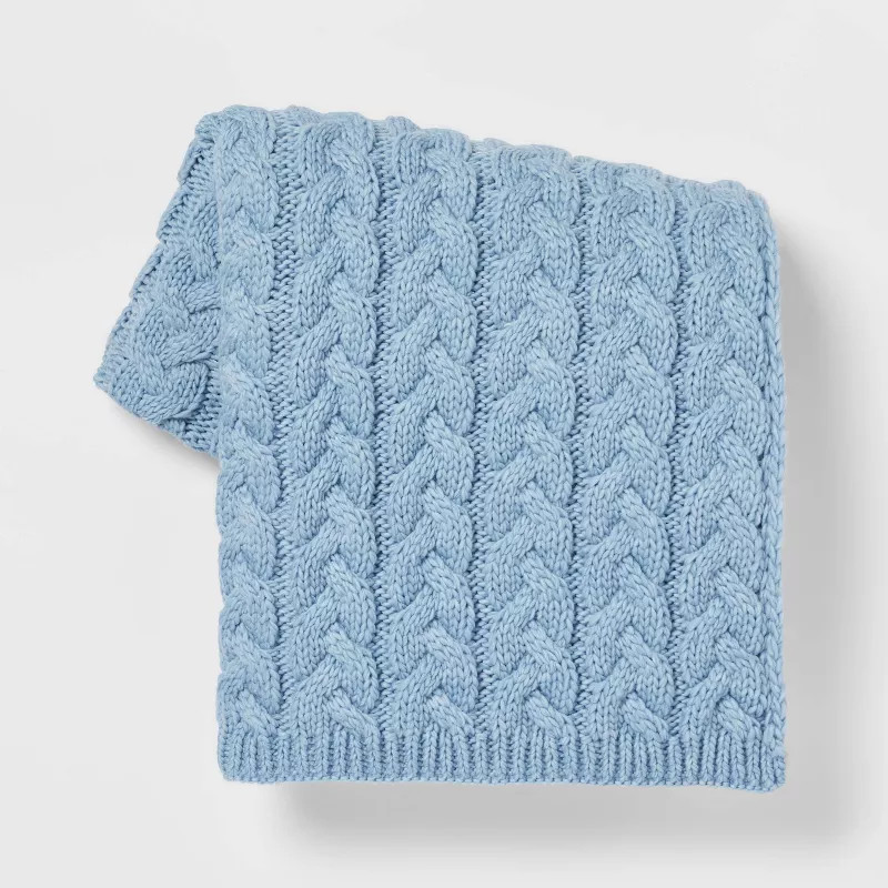 Solid Chunky Cable Knit Throw Blanket - Threshold™ | Target