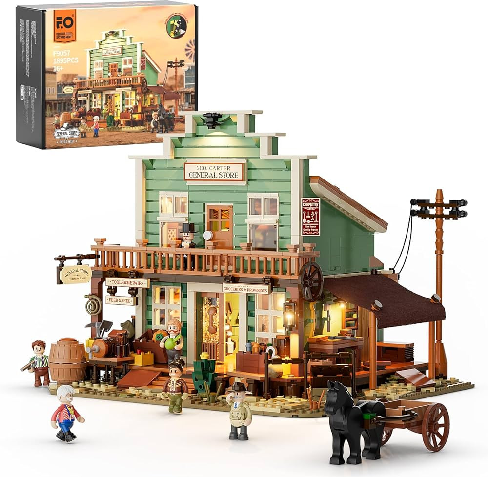 FUNWHOLE Western General Store Lighting Building-Bricks Set - 1895 Pcs The Old West Town Collecti... | Amazon (US)