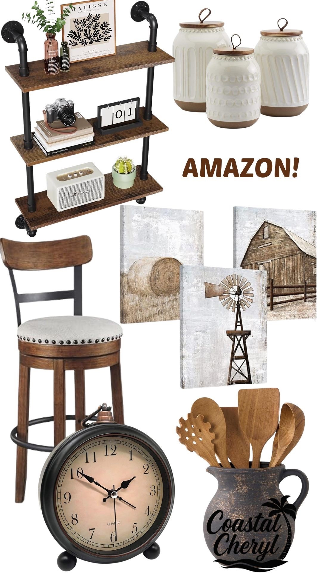 Rustic home decor collection featuring vintage and farmhouse-inspired accessories and wall art! #amazon #amazonhome #farmhousedecor

#LTKHome #LTKGiftGuide #LTKFindsUnder100