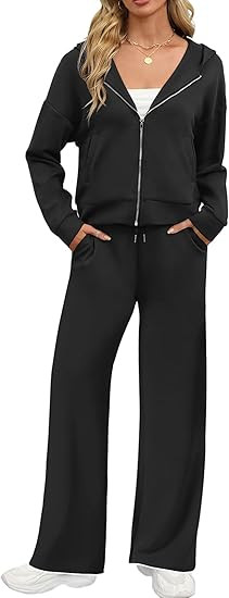 MEROKEETY Women's 2 Piece Outfit Hoodie Sweatsuit Sets Fall Zip up Lounge Sweatpants Tracksuit | Amazon (US)