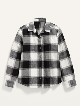 Cozy Long-Sleeve Button-Front Plaid Shirt for Girls | Old Navy (US)