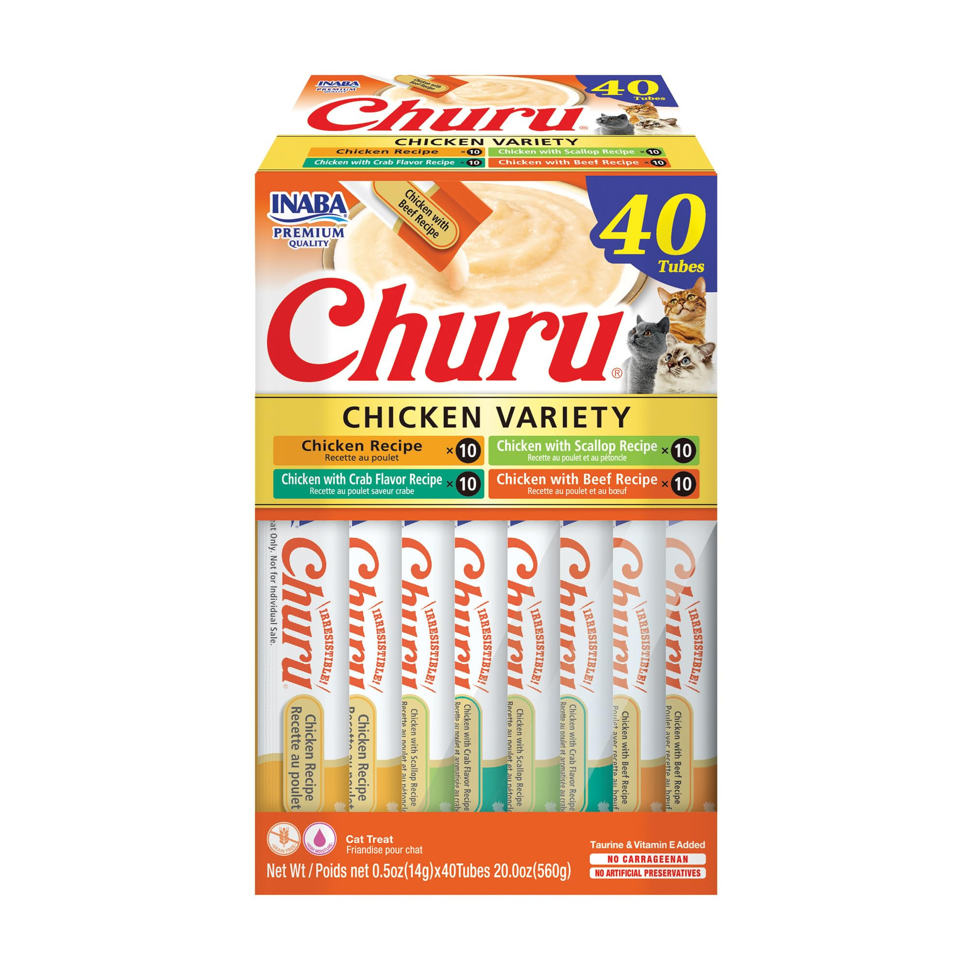 Amazon.com: INABA Churu Cat Treats, Lickable, Squeezable Creamy Pur\u00e9e Cat Treat with Green T... | Amazon (US)