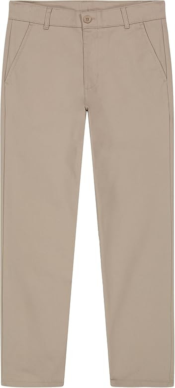 Nautica Boys School Uniform Twill Khaki Pants, Flat Front & Elasticized Waistband, Zipper Closure... | Amazon (US)