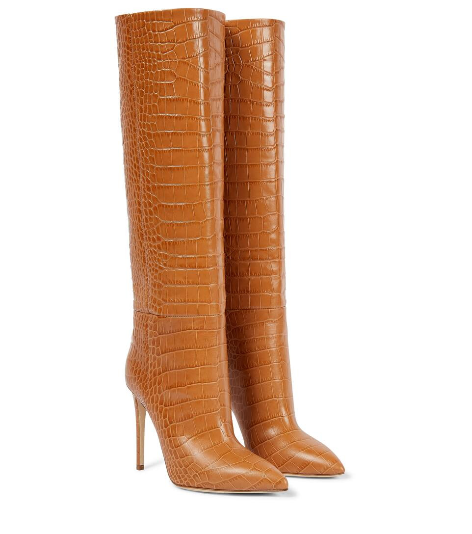 Croc-effect leather knee-high boots | Mytheresa (US/CA)