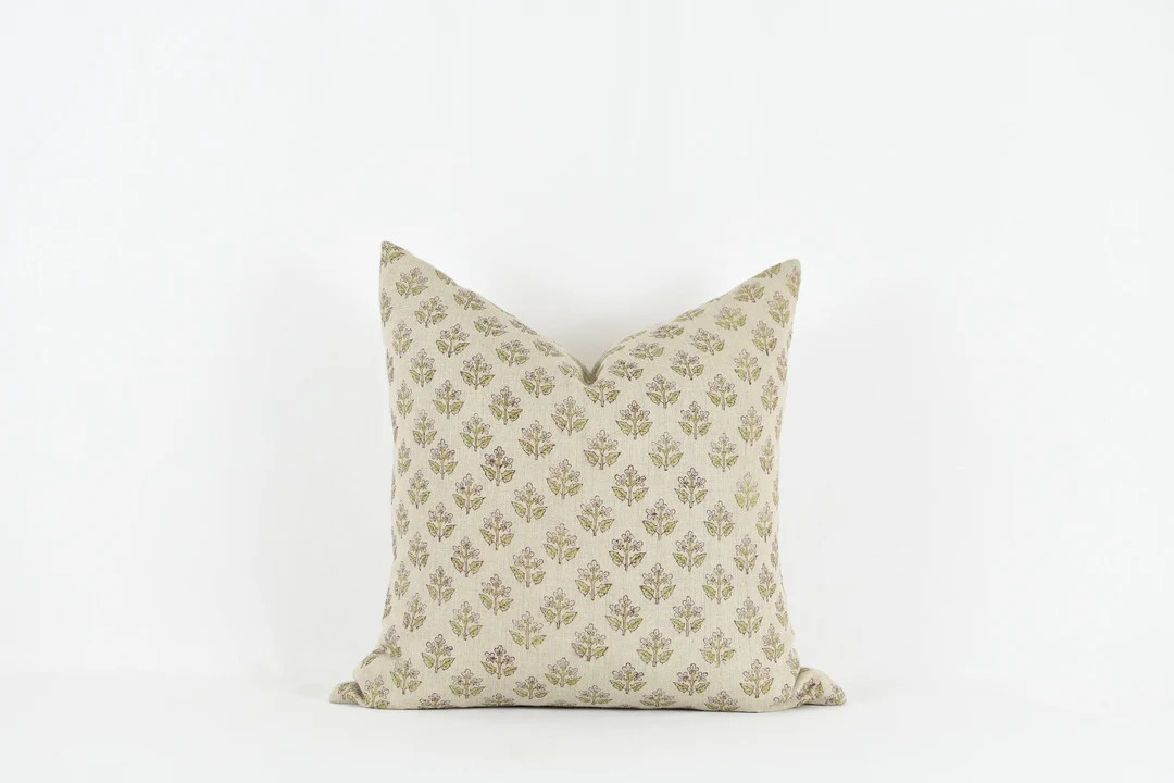 Still - Floral block print linen pillow cover | Etsy (US)