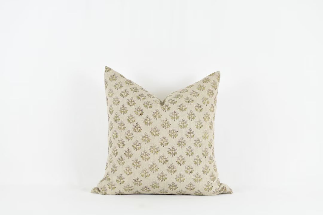 Still - Floral block print linen pillow cover | Etsy (US)