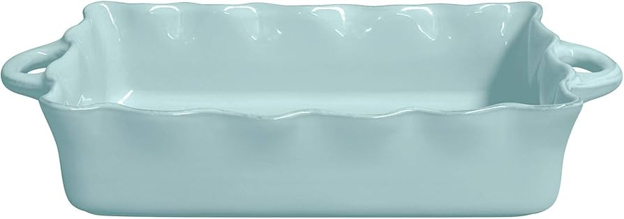 Casafina Ceramic 17.25" x 10.25" Rectangular Ruffled Baker - Cook & Host Collection, Robin's Egg ... | Amazon (US)