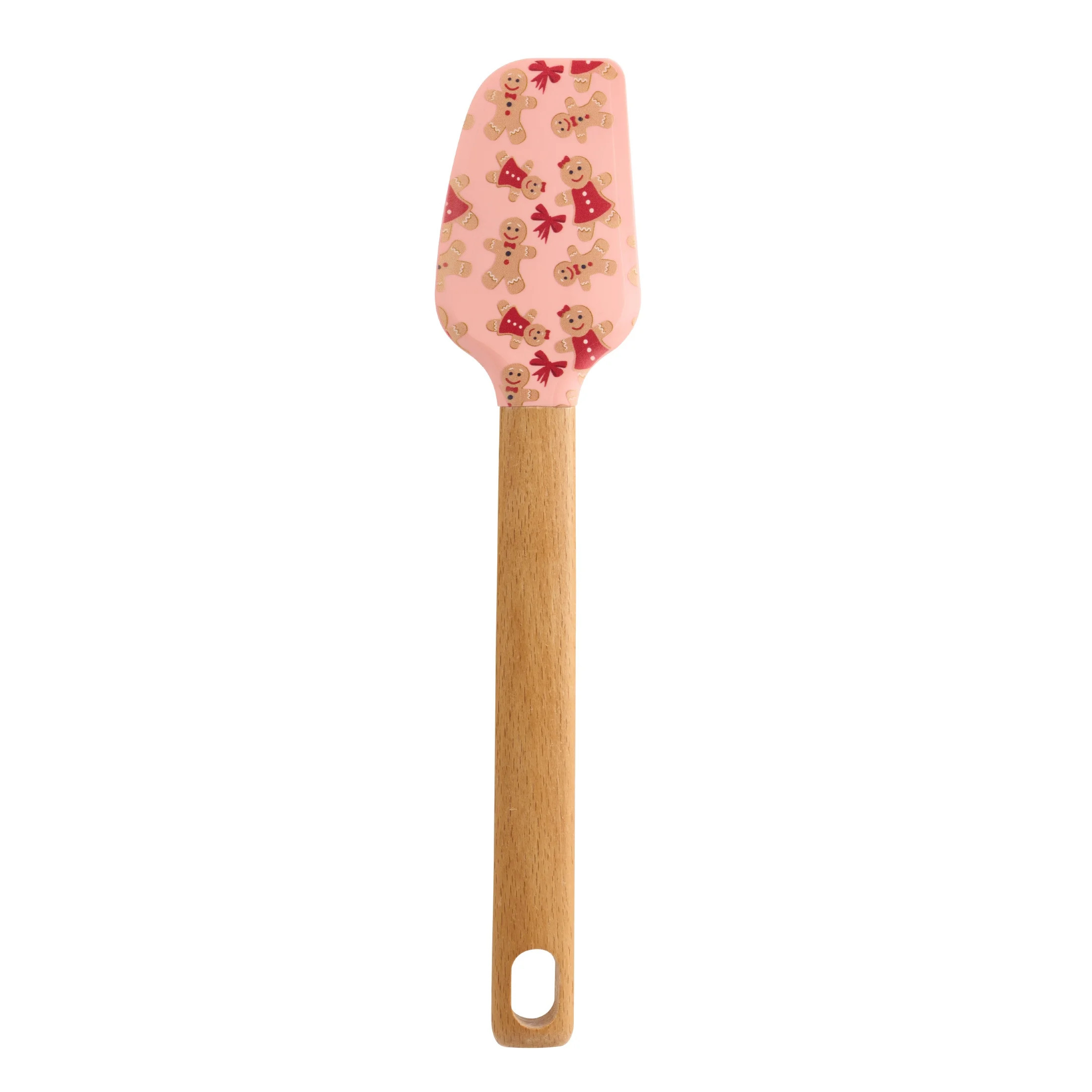 Holiday Time Silicone and Beechwood Spatula, Gingerbread Cookies, Pink | Walmart (US)