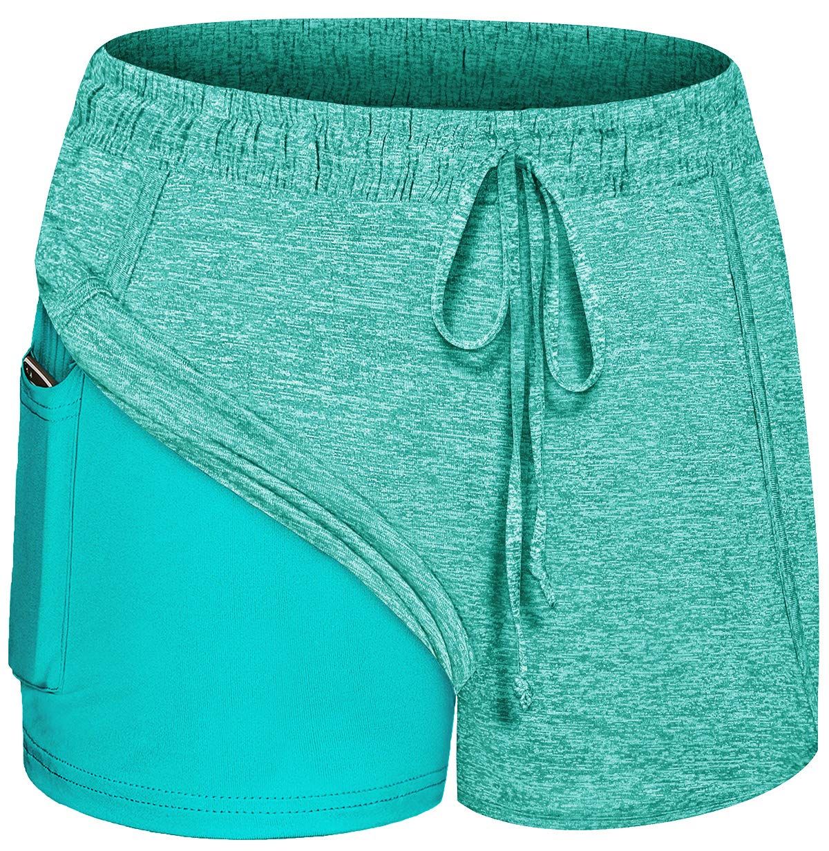 Blevonh Women Yoga Running Shorts 2 in 1 Workout Athletic Shorts with Pockets S-3XL | Amazon (US)