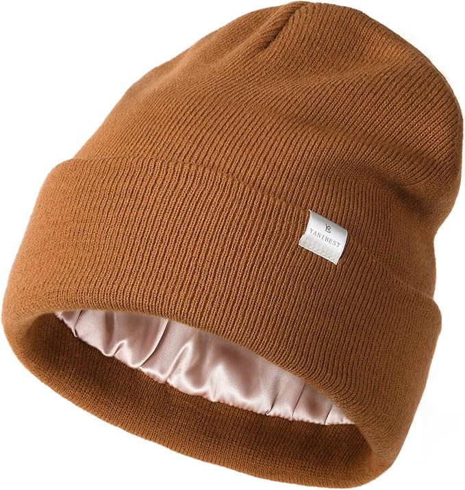 YANIBEST Satin Lined Beanie for Women, Reduce Frizz Winter Hats | Amazon (US)