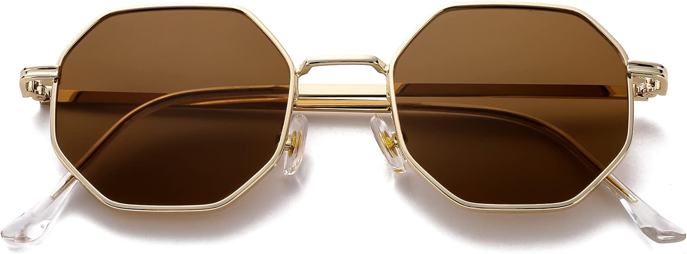 PORADAY Square Sunglasses for Women Men Retro Octagon Metal Sun Glasses Vintage Polygon Shades | Amazon (US)