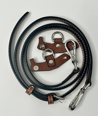 Crossbody leather strap set to transform bags or pouches, brown/silver hardware | eBay CA