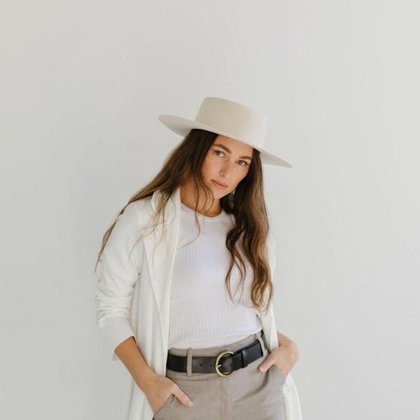 Dahlia Boater - Off White | Gigi Pip