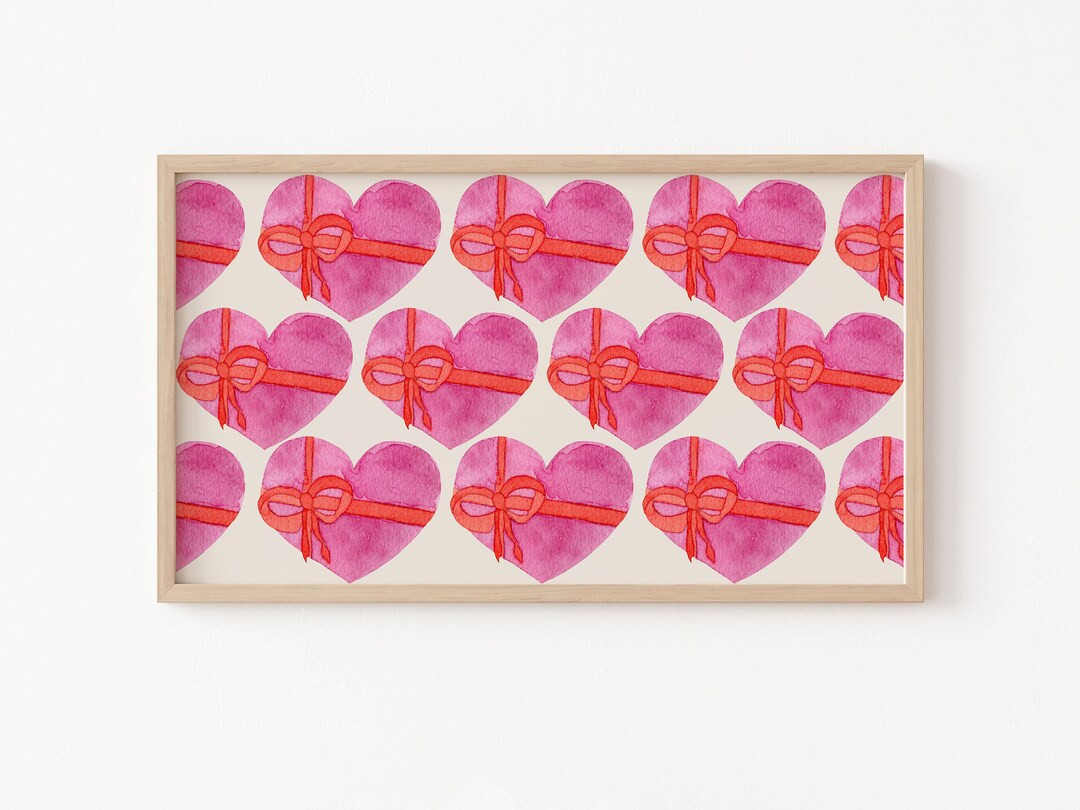 Frame TV Art File, Valentine Frame TV, Pink and Red, Watercolor Hearts, Chocolate Box, Valentine ... | Etsy (US)