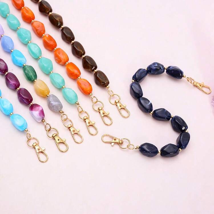 Fashionable Asymmetrical Acrylic Faux Jade Phone Lanyard, Natural Stone Bead Chain Strap For Bag/Phone Case Decoration Compatible With Android And Most Smartphone,Gifts For Mother, Family, Friends, Kids, Birthday, Holiday Phone Chain | SHEIN