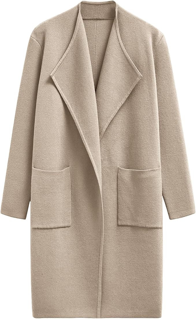 CHICWISH Women Open Front Knit Long Cardigan Patch Pocket Long Sleeve Fall Winter Casual Chunky C... | Amazon (US)