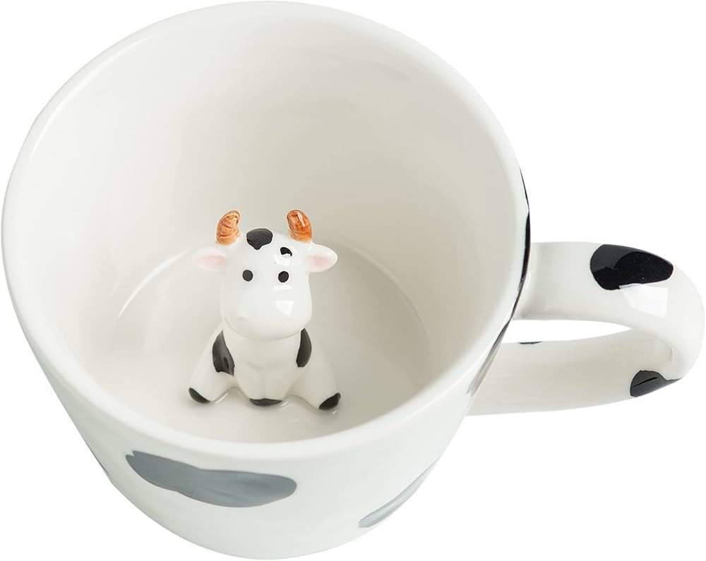DIHOclub Cow Ceramic Cup Hidden 3D Animal Inside Mug,Cute Cartoon Handmade Figurine Mugs,Holiday ... | Amazon (US)