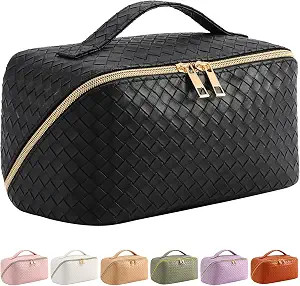 Baonmy Large Capacity Travel Cosmetic Bag - Makeup Bag,Portable PU Leather Waterproof Cosmetic Ba... | Amazon (US)