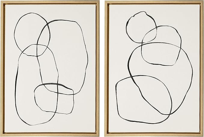 Kate and Laurel Sylvie Modern Circles and Going in Circles Framed Linen Textured Canvas Wall Art ... | Amazon (US)