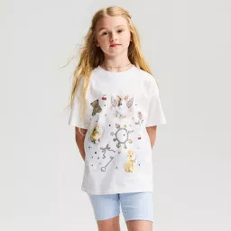 Girls' Short Sleeve 100% Cotton 'Animals' Oversized Graphic T-Shirt - Cat & Jack\u2122 White M | Target