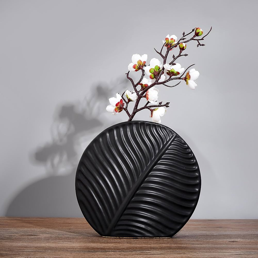 Black Vase for Flowers 7", Black Vases Home Decor, Boho Vase Decor for Entryway, Living Room, Din... | Amazon (US)