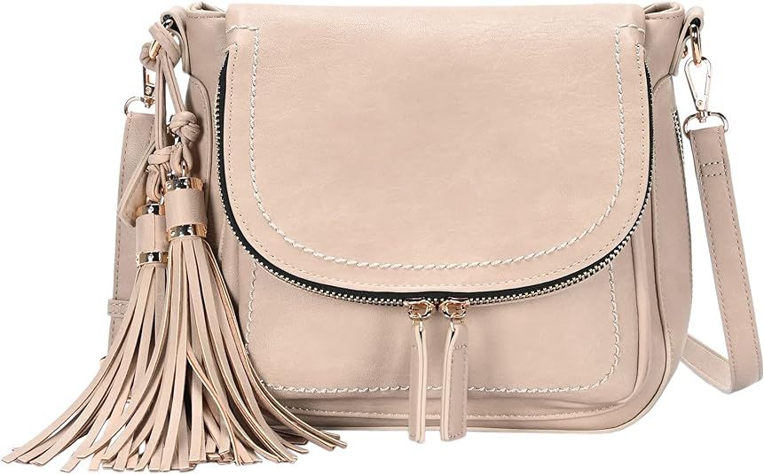 MMS - Design Studio The Journey Crossbody Shoulder Bag for Women, Distressed Vegan Leather | Amazon (US)