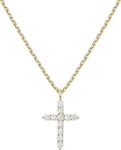 PAVOI 14K Gold Plated Cubic Zirconia Cross Necklace for Women | Cross Faith Pendant Necklaces | Amazon (US)