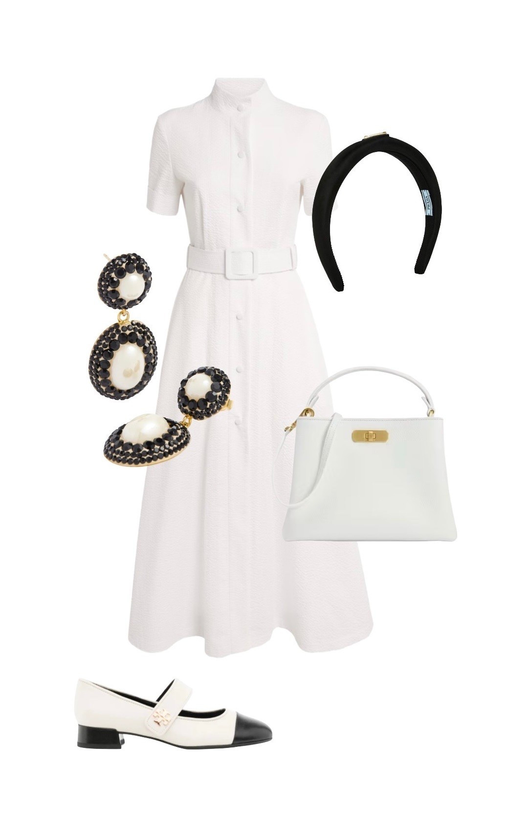 Nomadissem White Shirt Dress -UK exclusive Harrods

White Handbag - Liberty London

Black White Shoes - Tory Burch 

Lace Drop Earrings - Soru Jewellery

Black Prada Headband - Flannels

#LTKluxury #LTKdresses

#LTKsummer #LTKeurope #LTKuk