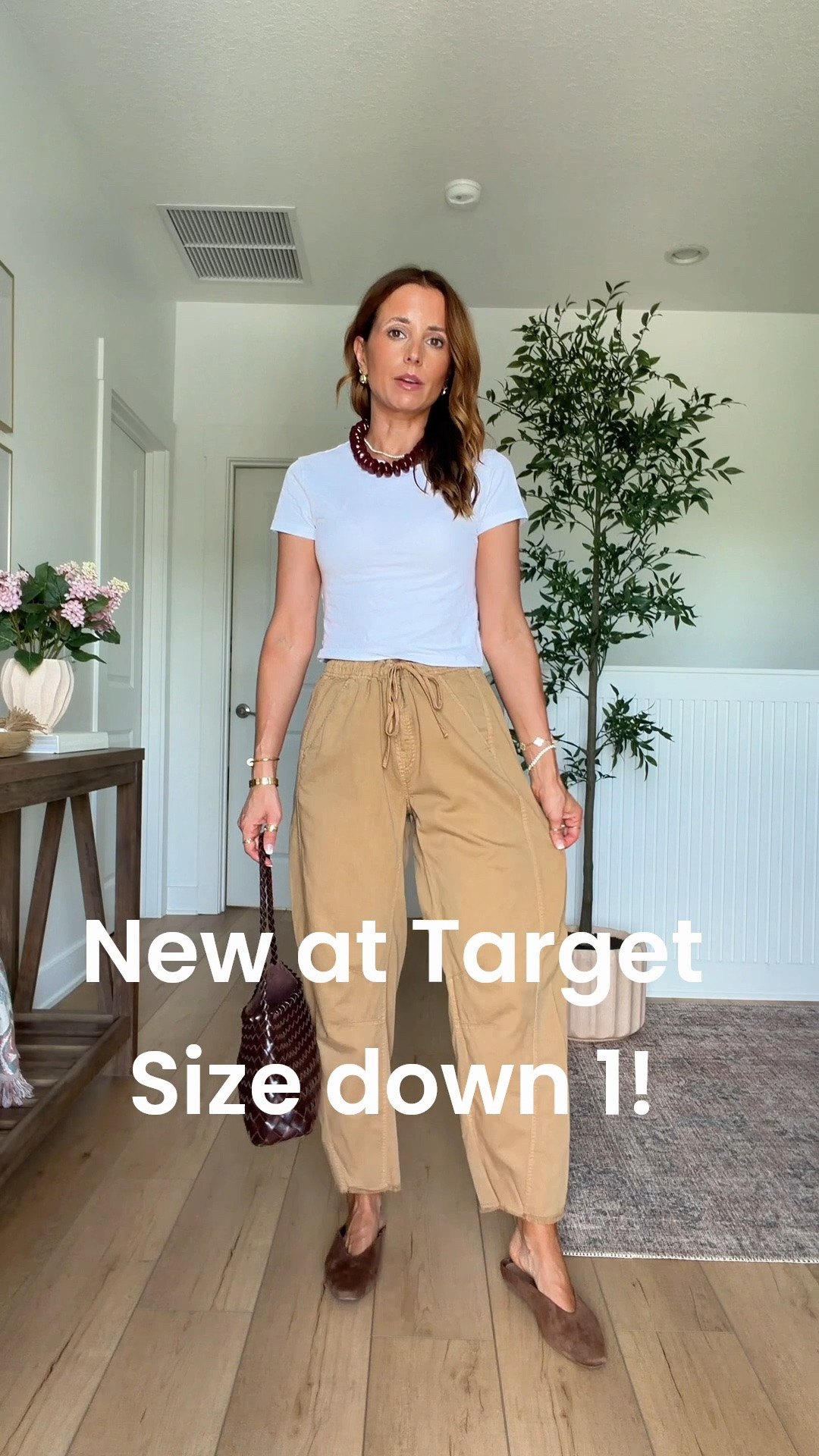 New fall arrivals from Target! Fall outfits. Fall style. Pull-on barrel leg pants in XS. Size down 1, they run big IMO. Elevated casual outfits. Mom outfits. Teacher outfits. Casual outfit. Casual style. White t-shirt in XS. Mules are TTS. 

#LTKootd #LTKSeasonal #LTKPetite