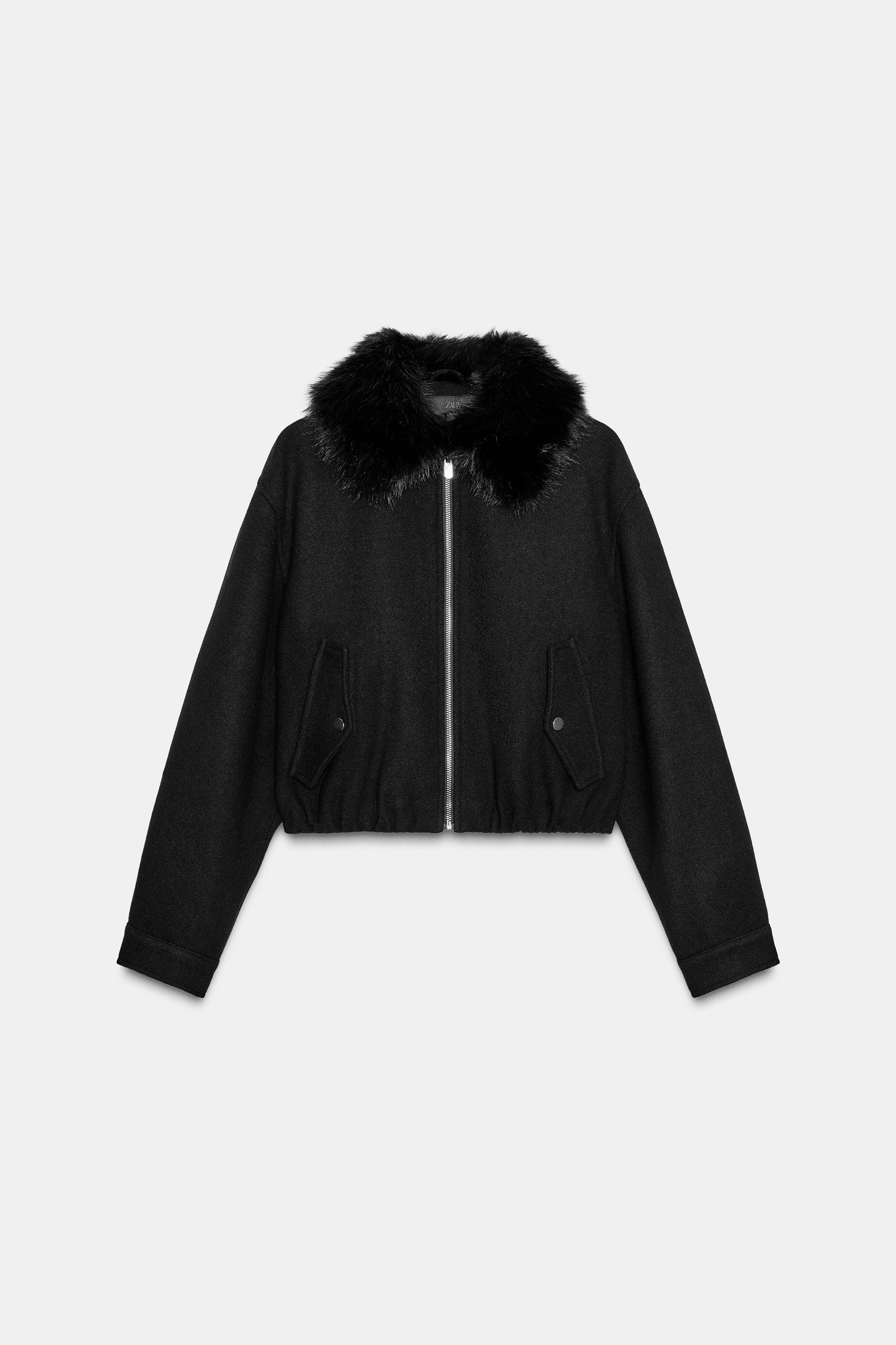 FAUX FUR LAPEL BOMBER JACKET | Zara US