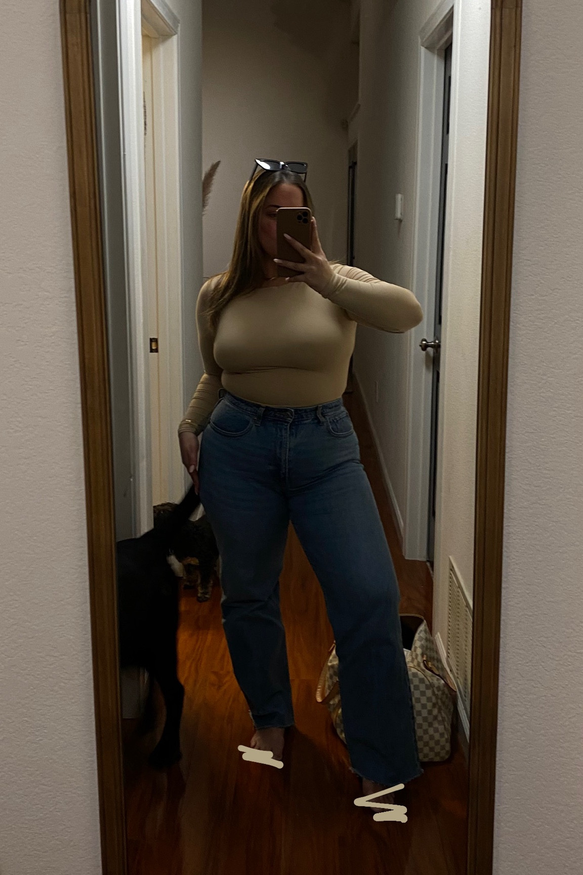 Wearing a Small in the bodysuit and a 30 regular in the curve love line in the denim! The bodysuit is quite stretchy and I size down so I don’t need to wear a bra 🫶🏼 (denim is color “medium with raw hem”)

#LTKstyletip #LTKSpringSale #LTKmidsize