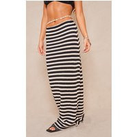 Black Striped Textured Jersey Maxi Skirt | PrettyLittleThing US