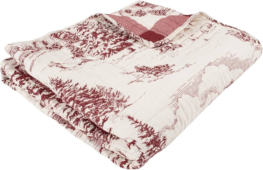 Levtex Home - Winter Sleigh Ride - Throw - Winter Village - Red Cream - Quilted Throw (50x60in.) ... | Amazon (US)