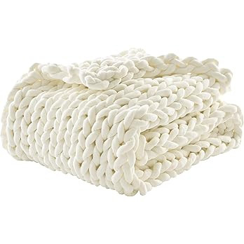 Handmade Chunky Knitted Weighted Blanket,Evenly Weighted Throw for Sleep Home Décor Bed Soft Coz... | Amazon (US)