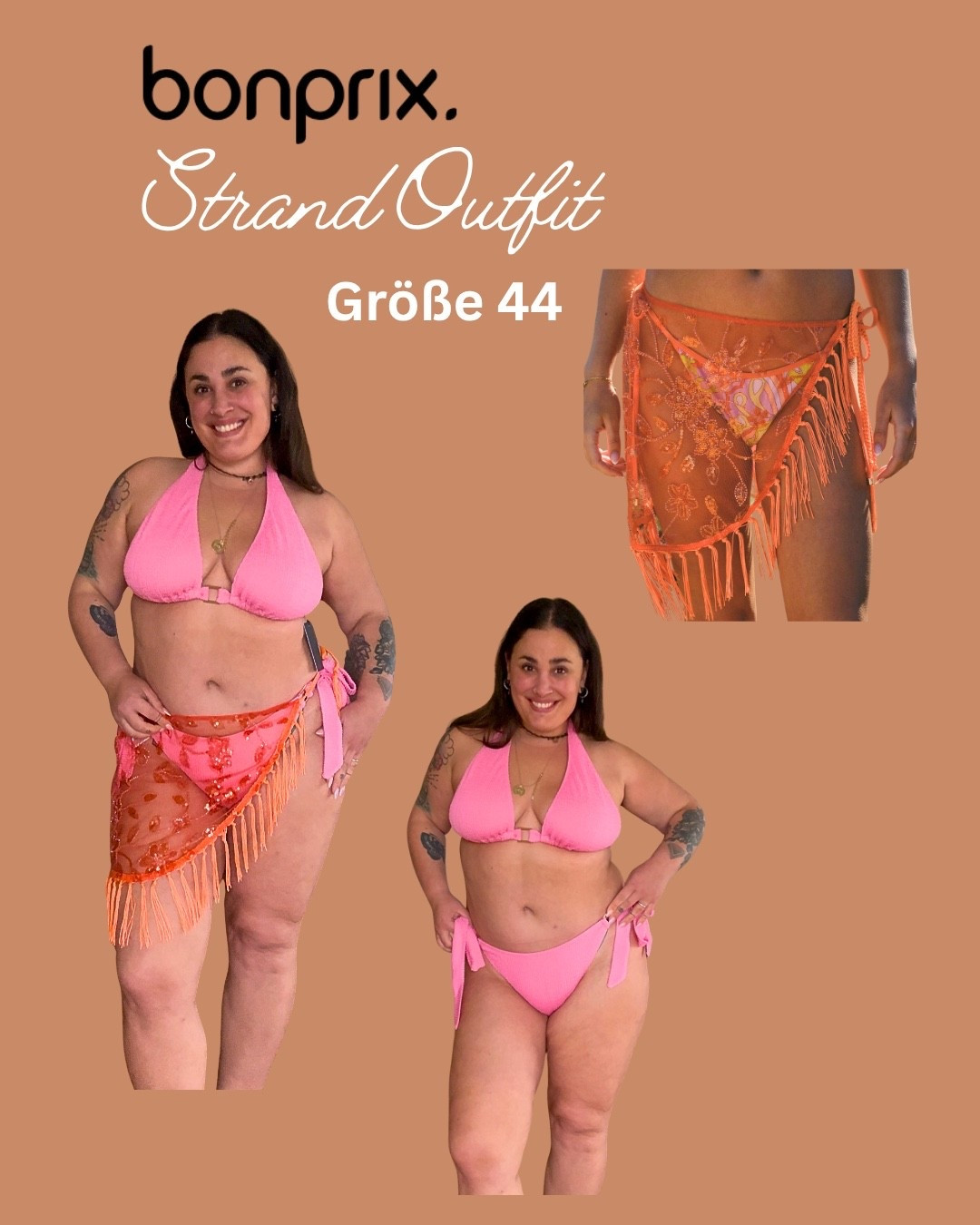 Viralerrosa Bikini in Größe 44 mit Orangem Strandüberwurf 🩷🧡

#LTKspring #LTKmidsize #LTKswimwear