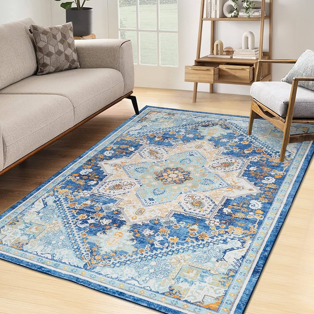 RUGSREAL Boho Area Rug 8x10 Vintage Bohemian Rug Indoor Floor Print Distressed Medallion Carpet R... | Amazon (US)