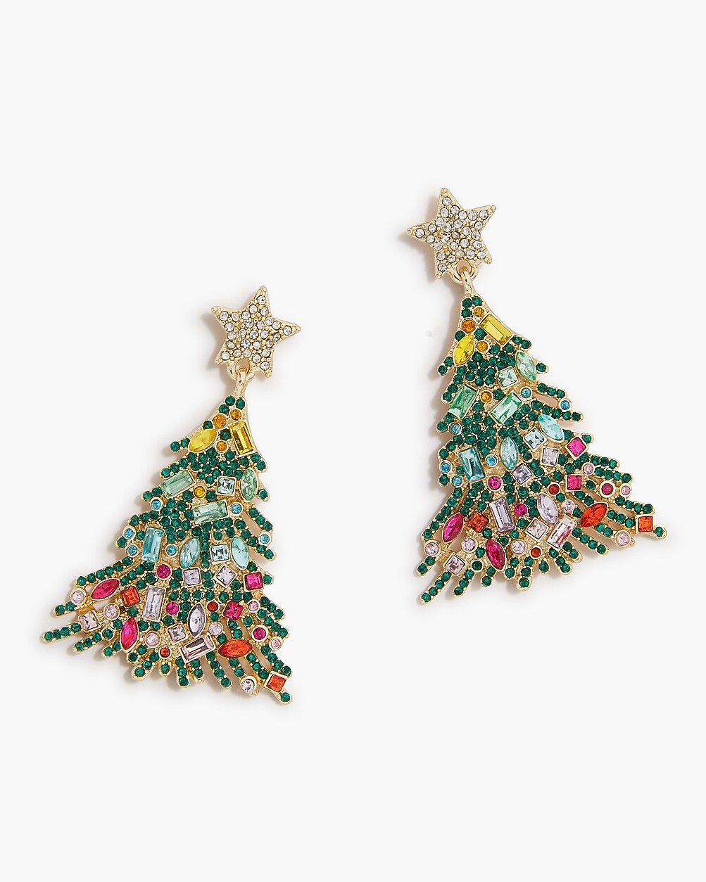 Christmas tree crystal pavé statement earrings | J.Crew Factory