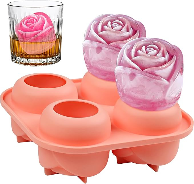 Rose Ice Cube Mold, SIQINZONGWA 3D Rose Silicone Mold Ice Cube Tray for Cocktails, Coffee, Brandy... | Amazon (US)