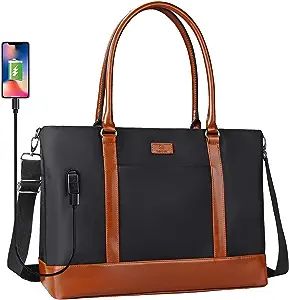 Woman Laptop Tote Bag,USB Teacher Bag Large Work Bag Purse Fits 17 inch Laptop,Lightweight Waterp... | Amazon (US)