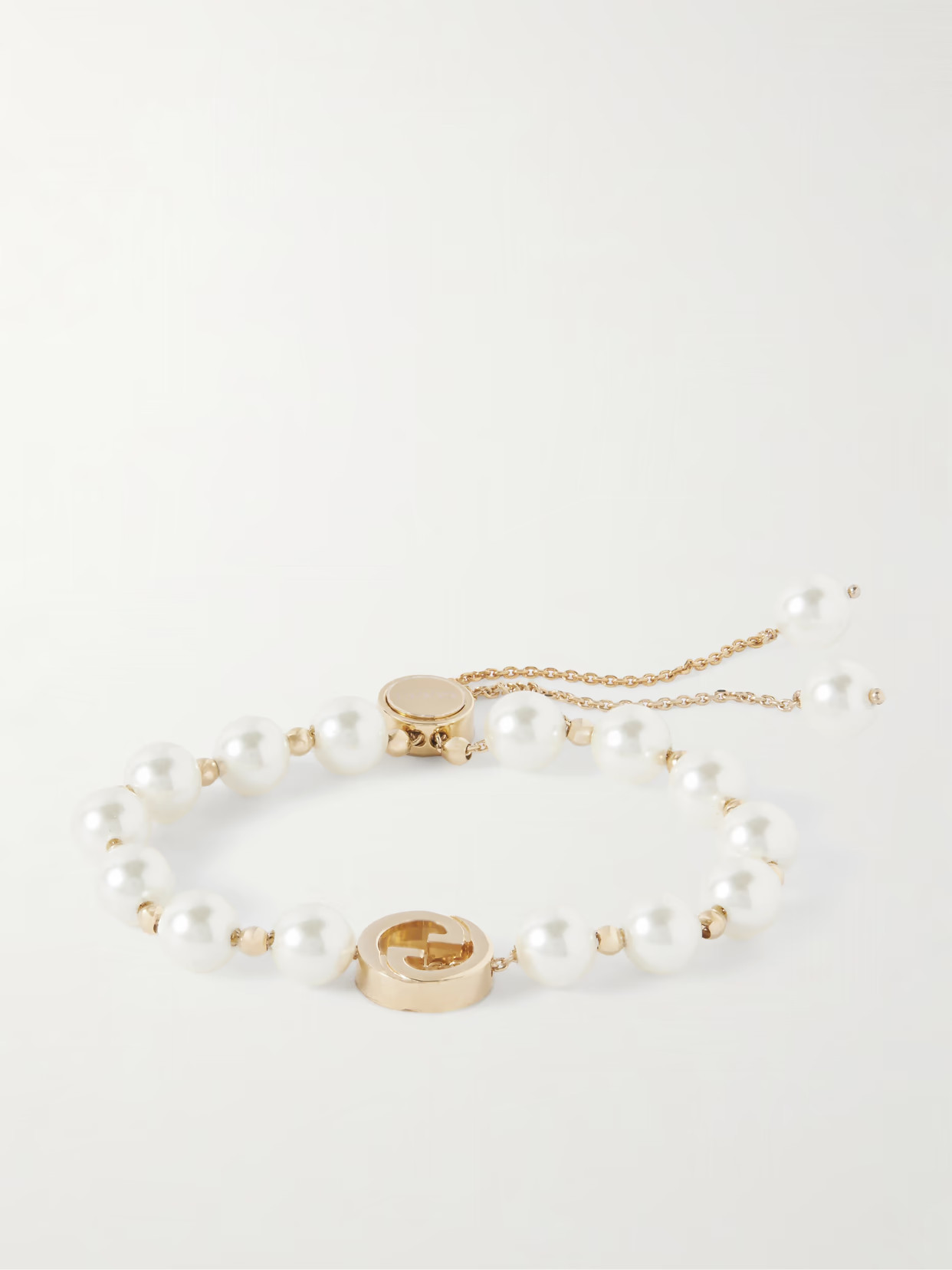 Gucci - Interlocking Gold-tone Faux Pearl Bracelet - One size | NET-A-PORTER APAC