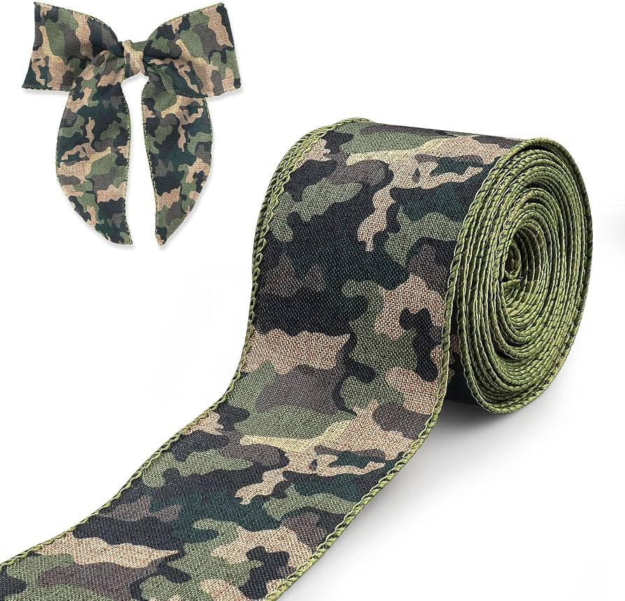 2.5 Inch x 10 Yards 4th of July Ribbon Camo Ribbon for Wrapping Wreath Bows Crafts Camouflage Wir... | Amazon (US)