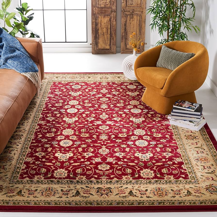 SAFAVIEH Lyndhurst Collection Area Rug - 9' x 12', Red & Ivory, Traditional Oriental Design, Non-... | Amazon (US)