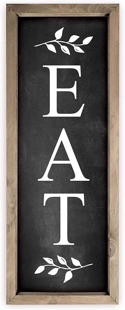 Eat Kitchen Wood Rustic Style Wall Décor Sign With Frame 12x36 | Amazon (US)