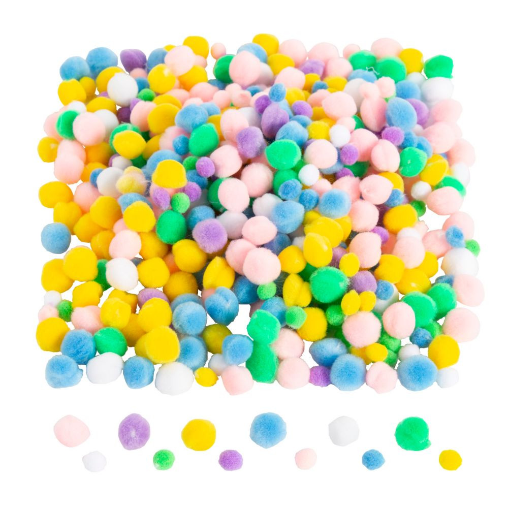 Bulk 500 Pc. Pastel Tiny Pom-Poms | Oriental Trading Company