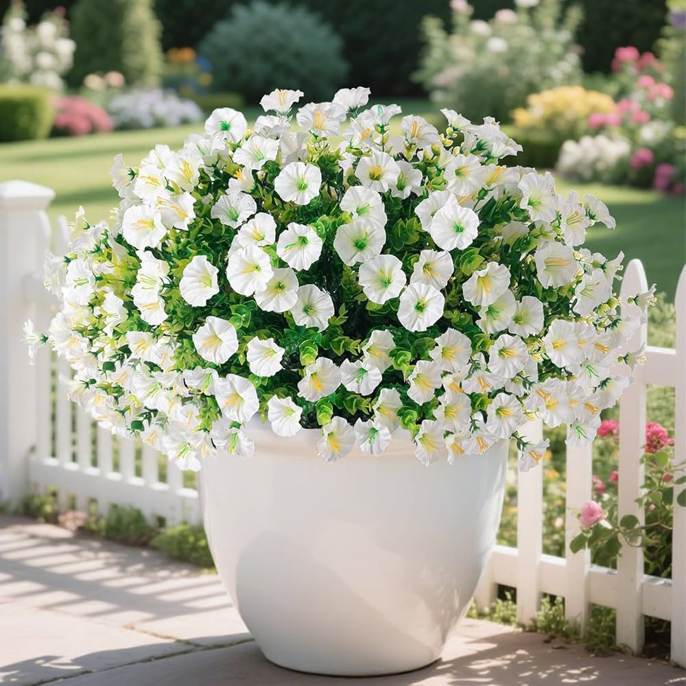 12 Bundles Artificial Flowers for Outdoors, Silk Faux Flower Uv Resistant Artificial Petunia Flow... | Amazon (US)