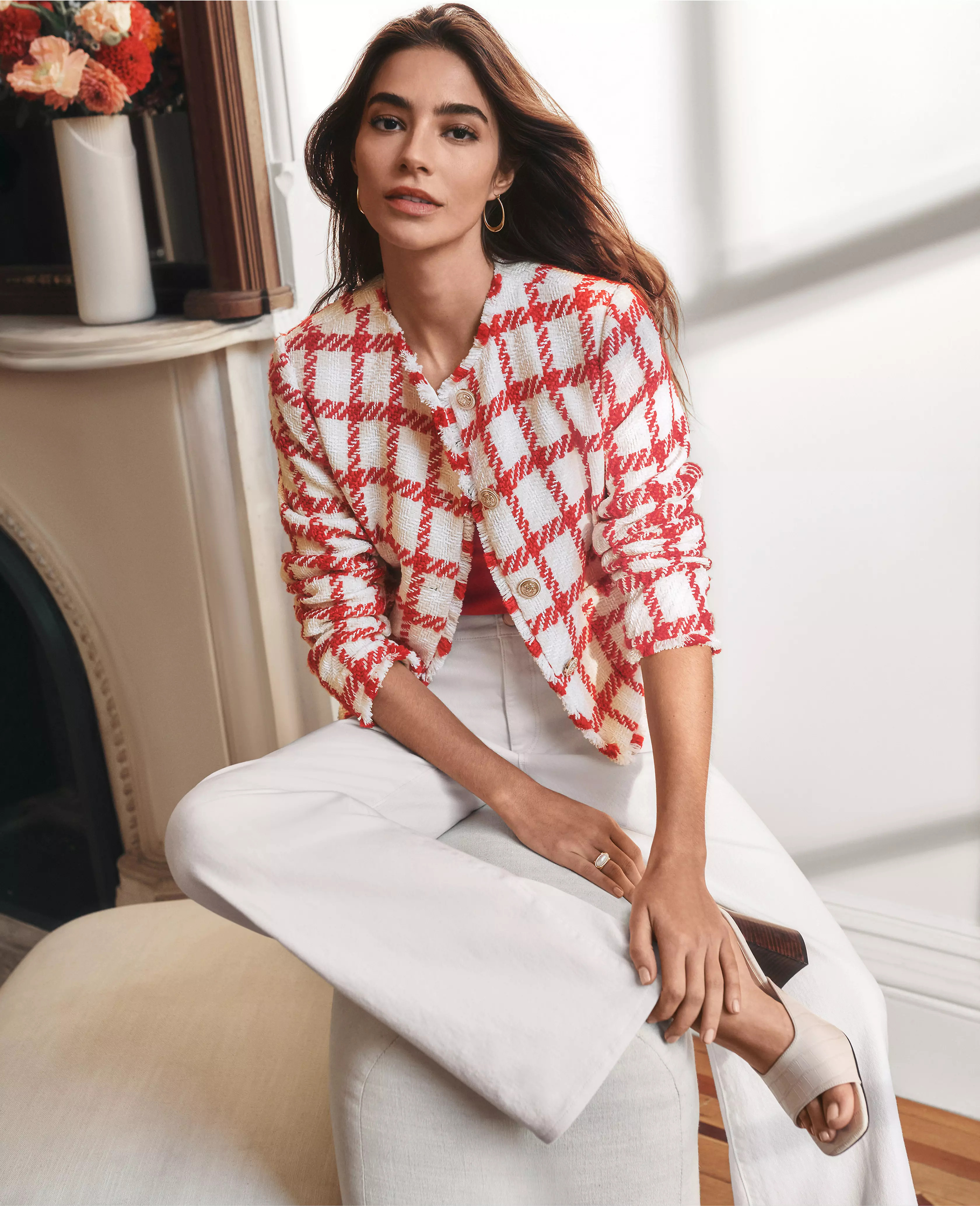 Plaid Fringe Tweed Jacket | Ann Taylor (US)